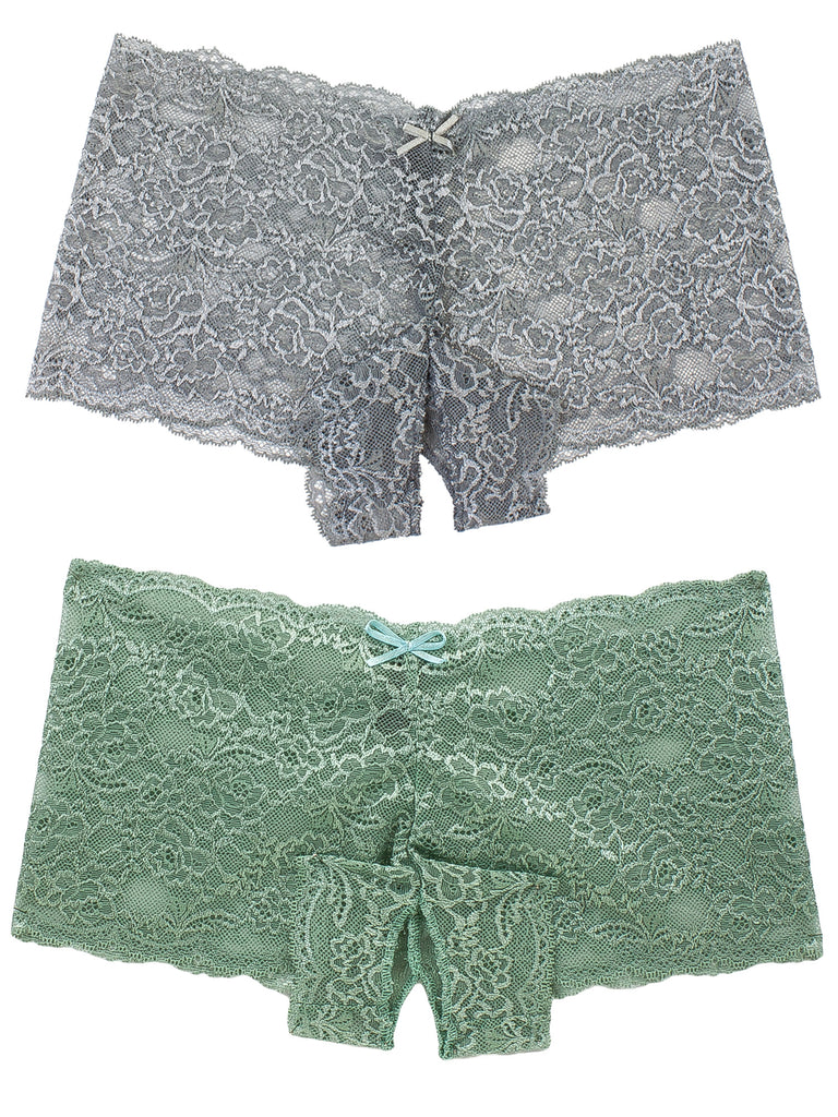 Crotchless Lace Boyshort 2 Pack