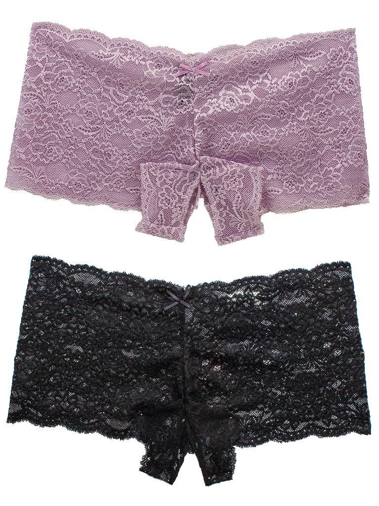 Crotchless Lace Boyshort 2 Pack