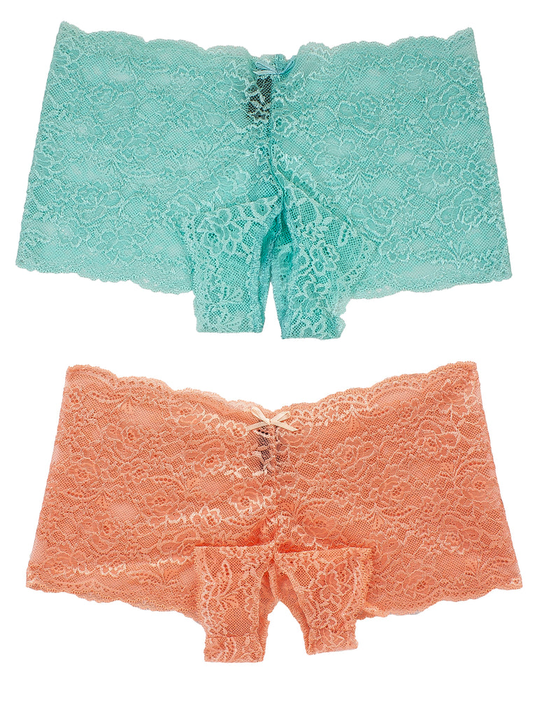 Crotchless Lace Boyshort 2 Pack