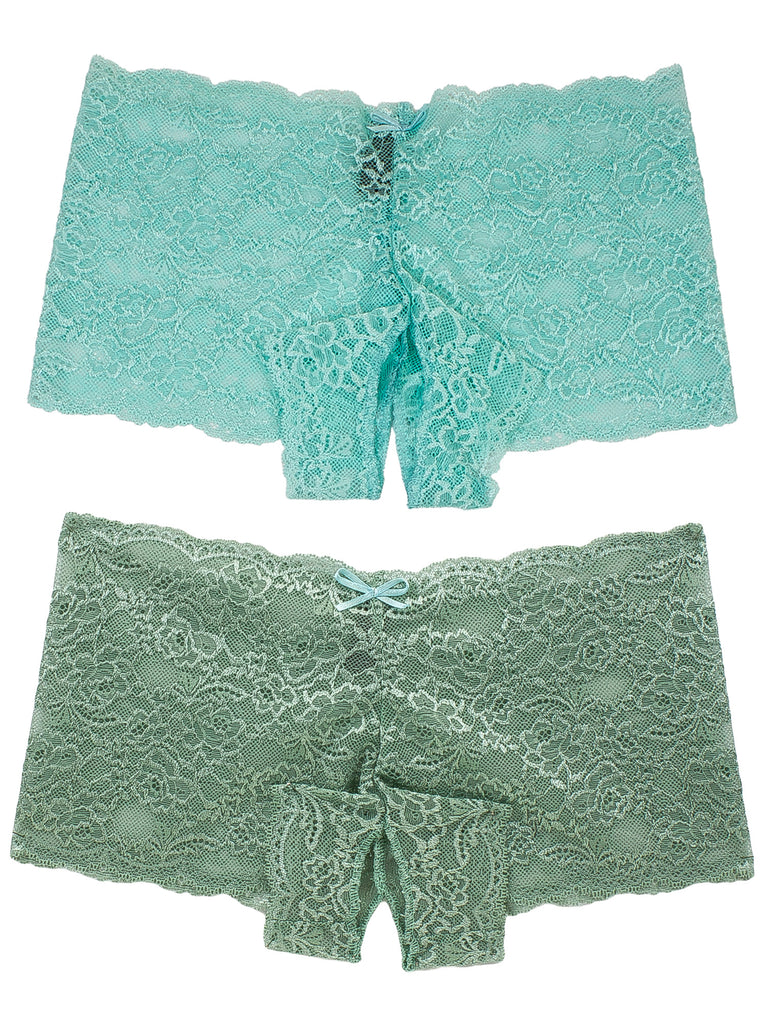 Crotchless Lace Boyshort 2 Pack
