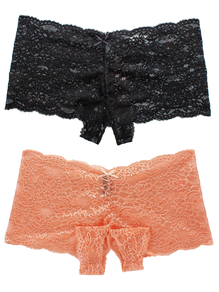 Crotchless Lace Boyshort 2 Pack