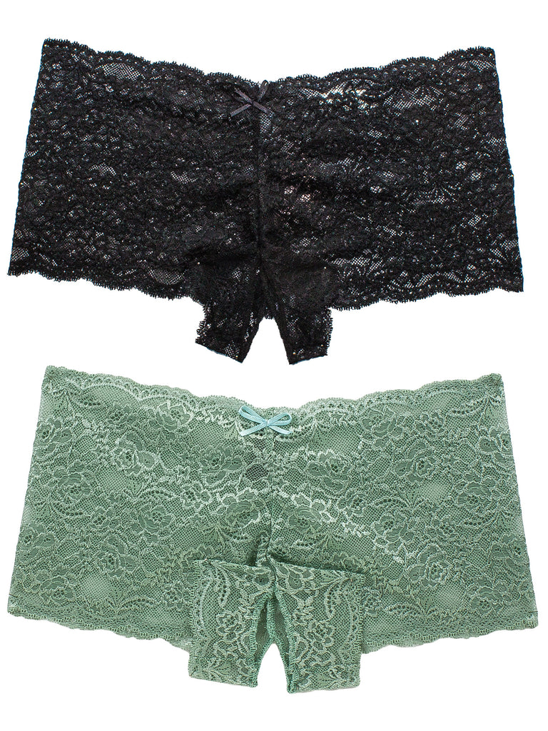 Crotchless Lace Boyshort 2 Pack