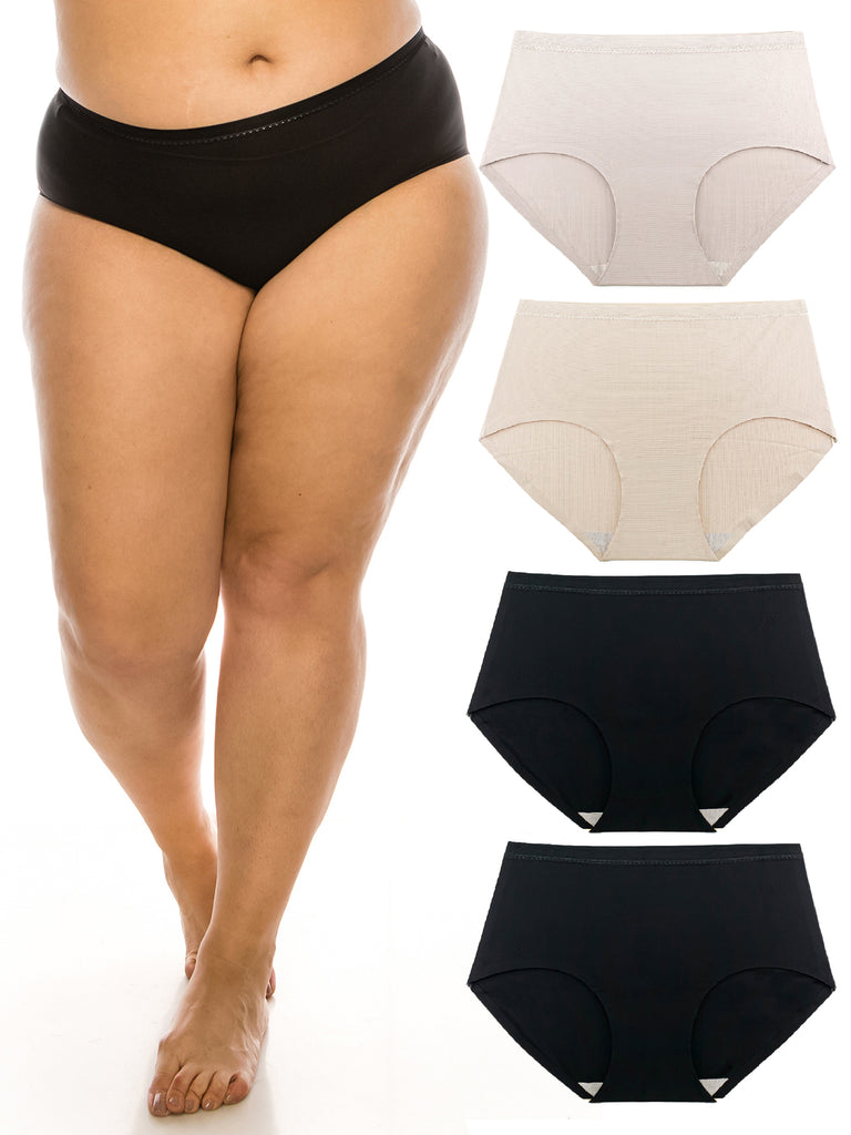 Seamless Panties for Women Super Breathable Briefs XS-3X Plus Size Multi-Pack