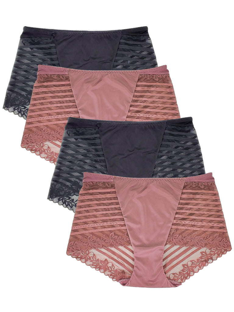B2BODY Womens Panties Lace Boy Shorts Underwear Small to Plus Size 4 Pack