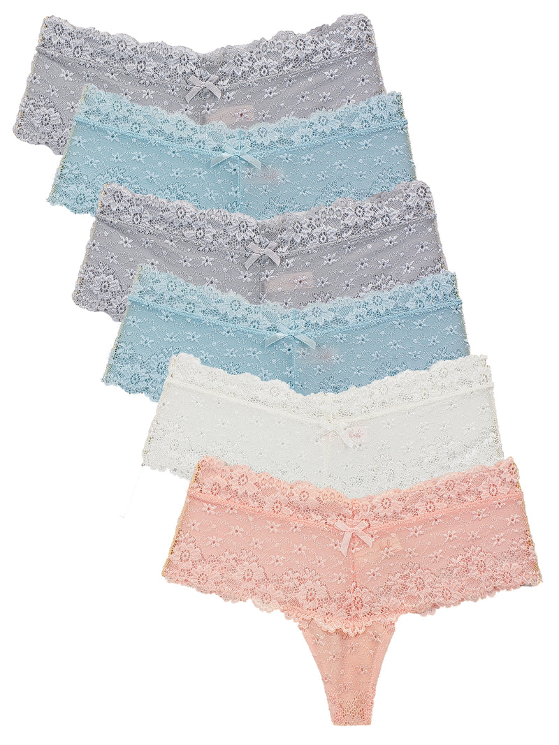 Women's Lace Sexy Female Thong Panties 6 Pack
