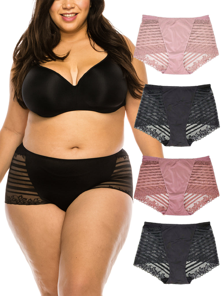 XL-3XL Women's Underwear Sexy Lace Panties Plus Size High Waist