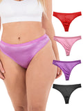 Women's Panties Sexy Satin Thong Underwear Small to Plus Size Multi-Pack