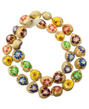 Barbra Collection Hawaiian Kukui Nut Leis Beads Necklaces with Hand Painted Flower Adjustable 32 inches Lei for Men and Women