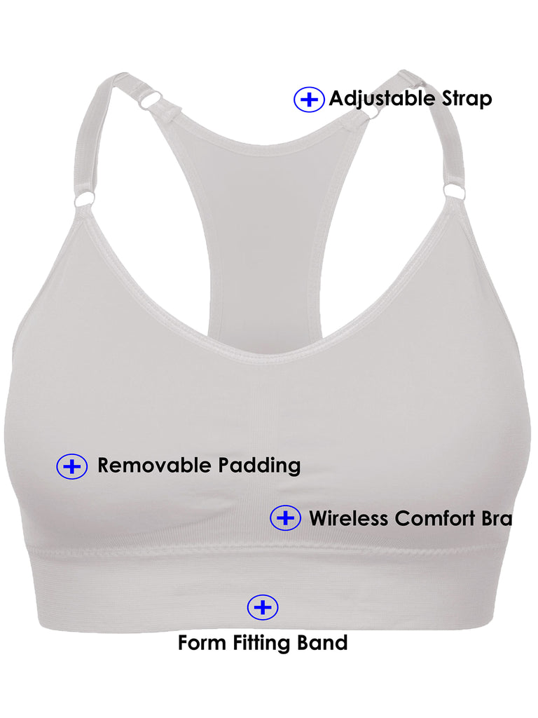 Super Comfort Bra, Womens Sports Bras Removable Pads Plus Size