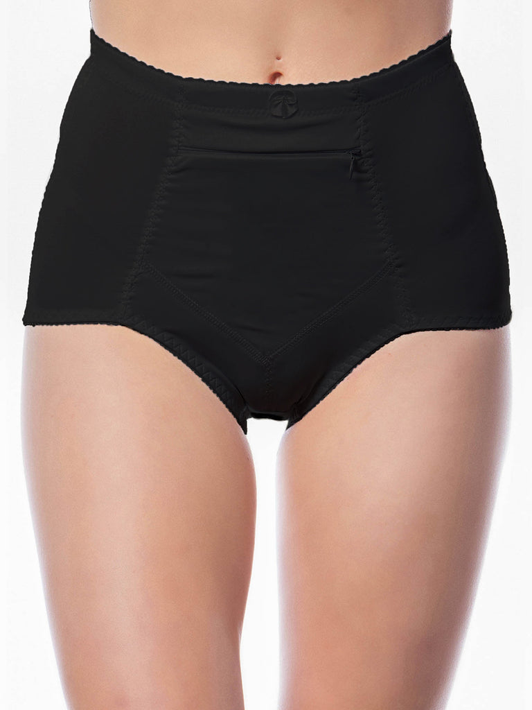 Women Soft Cotton Briefs Underwear With Zipper Pocket Solid Comfortable  Panties