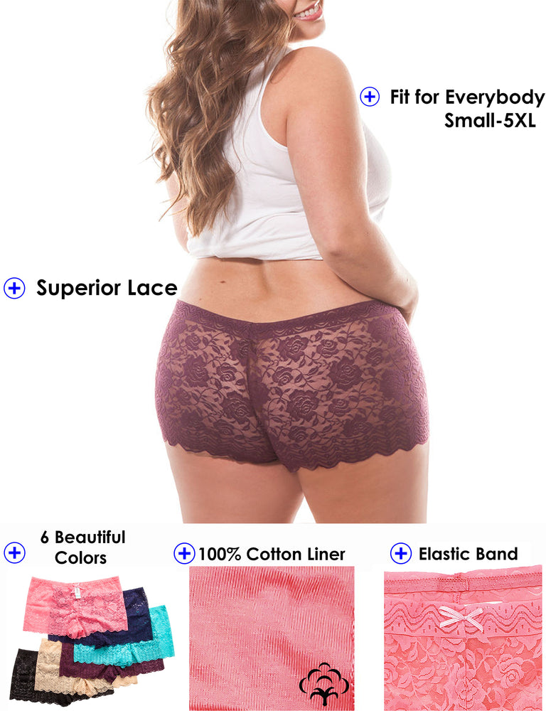 Size Lace Boyshort Panties (Multi-Pack) – B2BODY - Barbra Lingerie