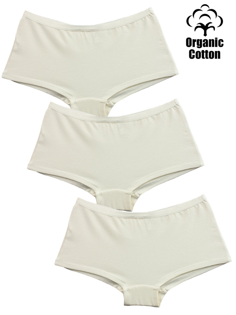Kindly Yours Women's Sustainable Cotton Boyshort Underwear, 3-Pack