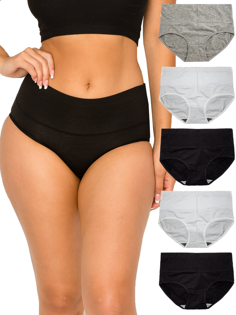 Plus Size Black Super Soft Lace Panel High Waisted Knickers
