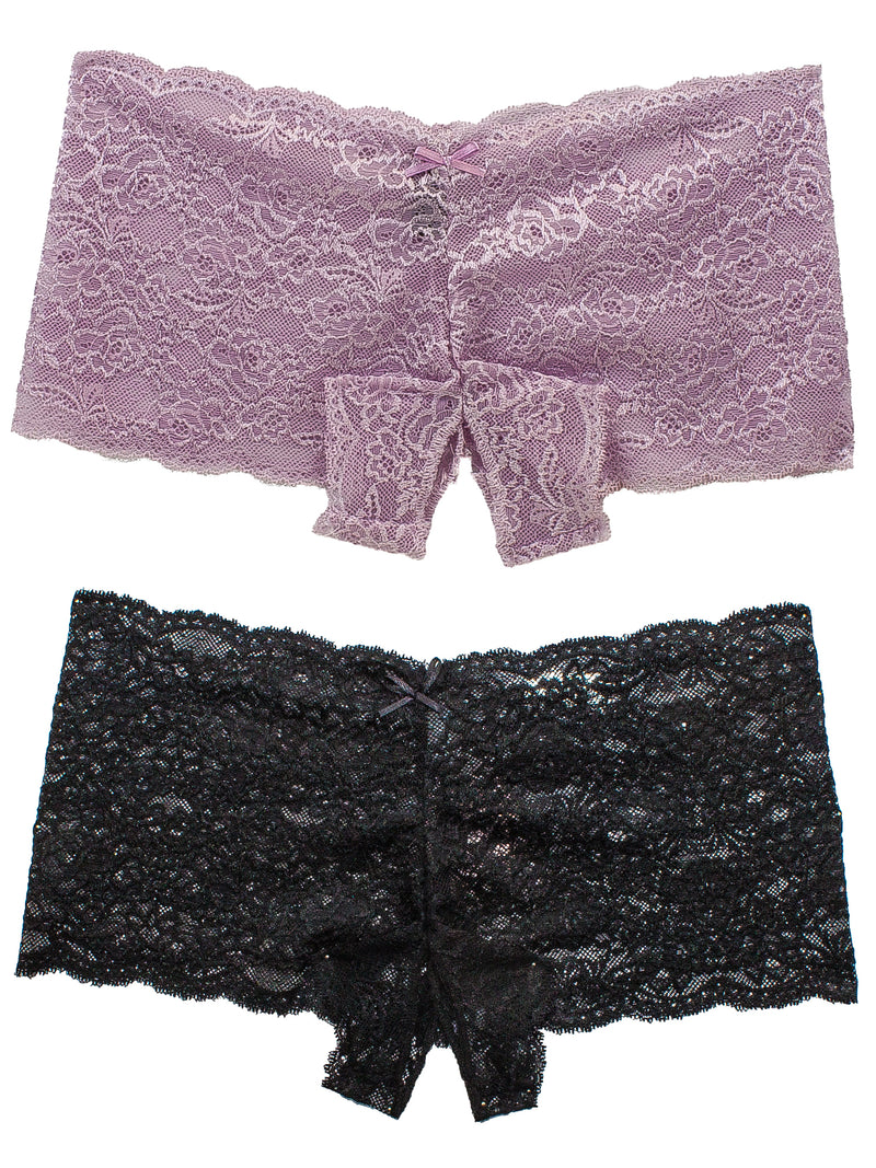 Crotchless Lace Boyshort 2 Pack