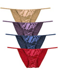 Silky Sexy Satin Tanga Panties Small - Plus Size Women Underwear Multi-Pack