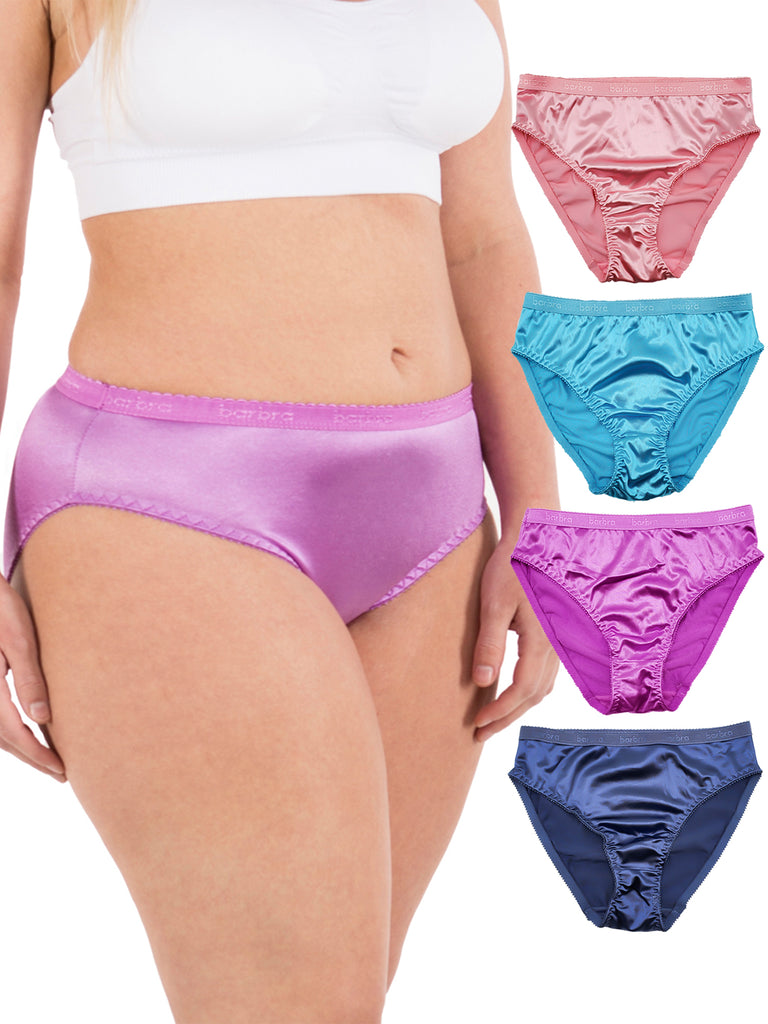 Women's Satin Panties Large Sizes with High Waist New Silky