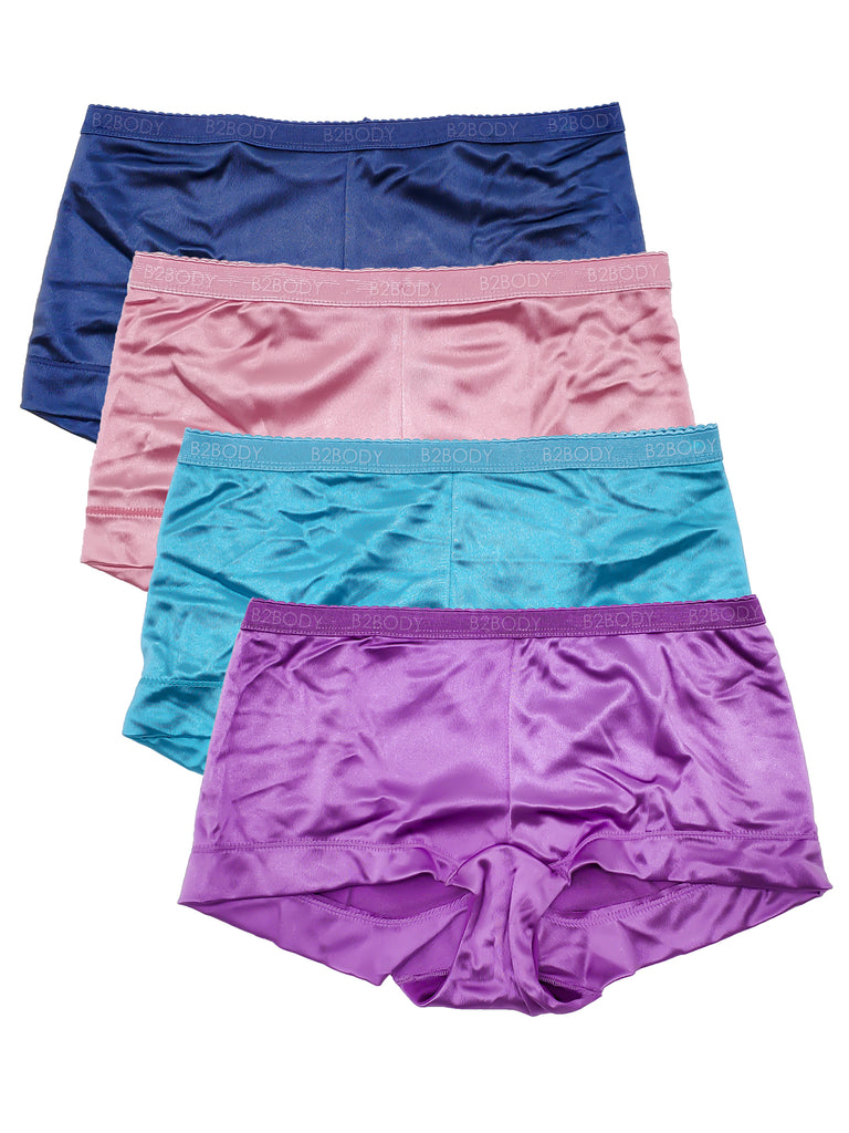 Satin Full Coverage Boy Shorts Panties Multi-Pack