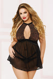 Seductress Babydoll Set -Black (Plus Size)