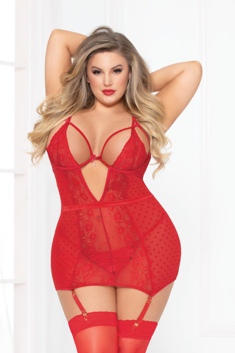 Love Affair Chemise Set -Red (Plus Size)