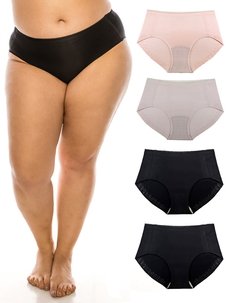 Women s Panties Microfiber Silicone Edge Hipsters XS 3X Plus Size Multi Pack
