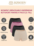 B2BODY Women's Breathable Boyshort Brief Panties Small to Plus Sizes 4 Pack