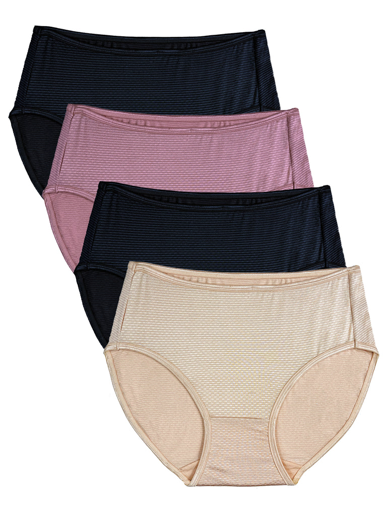 Women's High Waisted Cotton Underwear Ladies Soft Full Briefs Panties Pack  Of 4, Black+skin+black+skin, M
