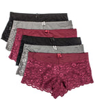 Plus Size Lace Boyshort Panties(6 Pack)