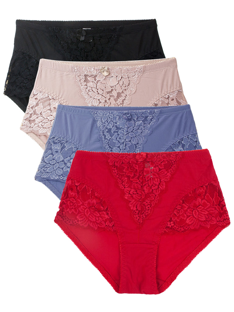 Barbra Lingerie Multi-Pack of Women's Plus Size Lace Boy Short Panties  Small-5XL