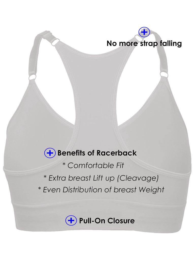 Wireless Racerback Yoga Sports Bra Seamless Bralette Medium - Plus Size Multi Pack
