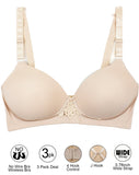 D, DD Cup Full-Figure Contour  Wirefree Bras With J-Hook(3 Pack)