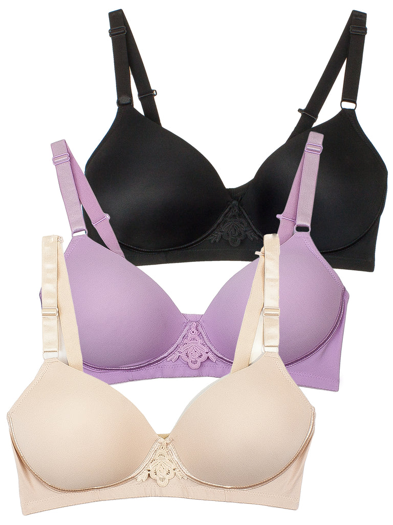 D, DD Cup Full-Figure Contour  Wirefree Bras With J-Hook(3 Pack)