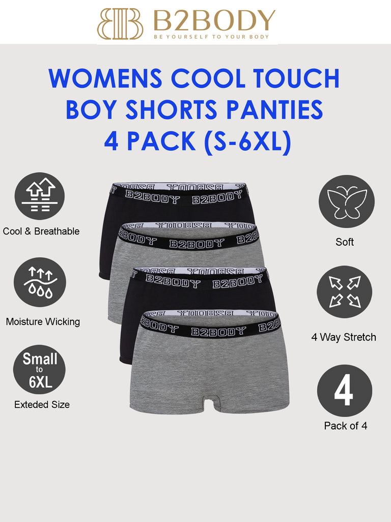 Breathable Cool Touch Underwear Women - Boyshort Panties for Women Small to Plus Size
