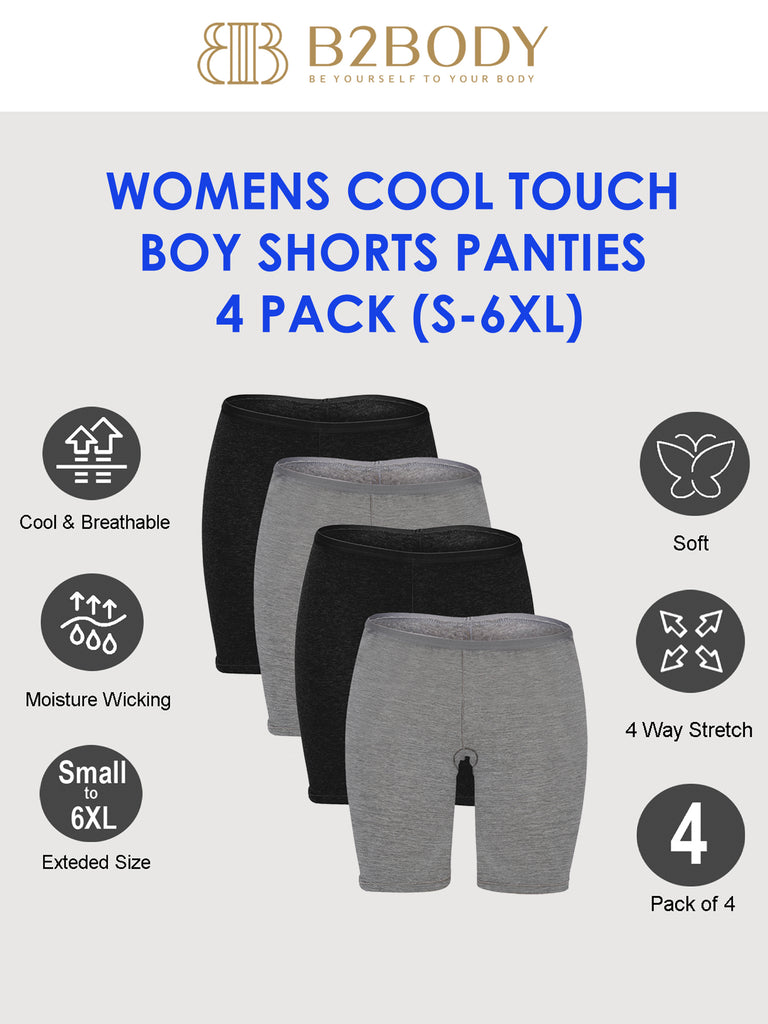 Moisture Wicking Underwear for Women - Long Leg 6.5" Boyshort Briefs Small to Plus Size