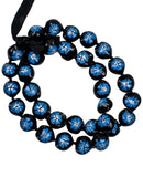 Barbra Collection Hawaiian Kukui Nut Leis Beads Necklaces with Hand Painted Flower Adjustable 32 inches Lei for Men and Women