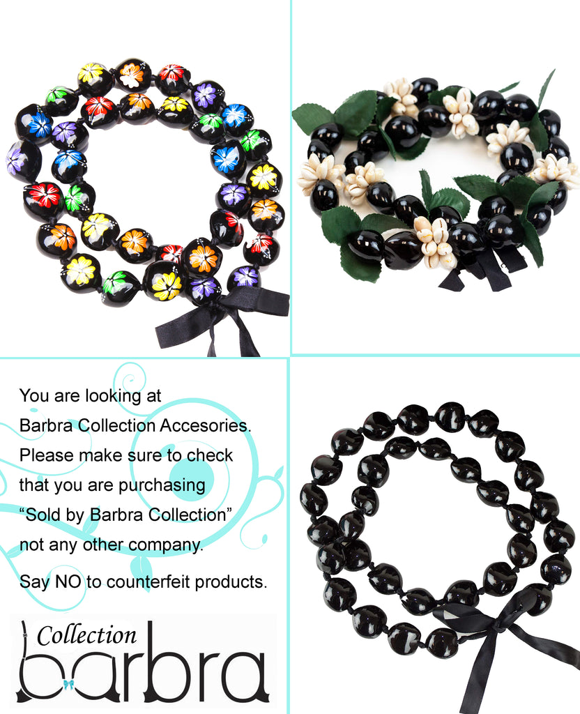 Barbra Collection Hawaiian Kukui Nut Leis Beads Necklaces with Hand Painted Turtle Adjustable 32” Lei for Men and Women