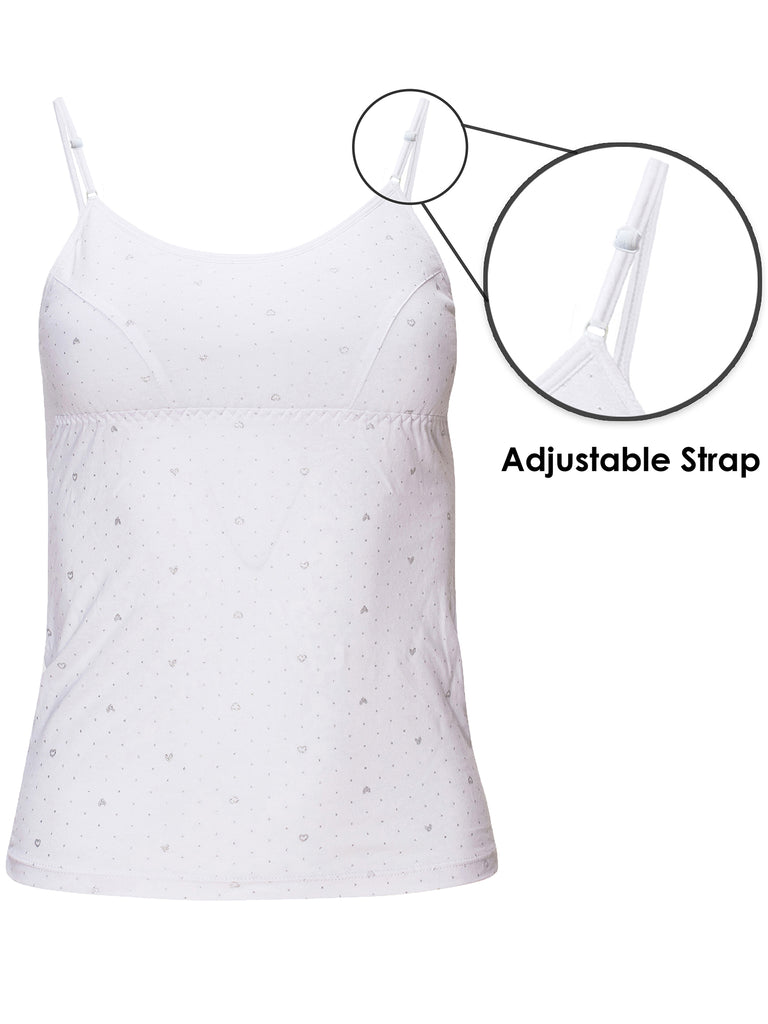 thumbnail image 2 of Soft Girls Undershirts 3-pack Rene Rofe Girls Tagless Cami Undershirts - 3- Pack White Spaghetti Strap Tank Tops Girls Cami Undershirts 2 of 11