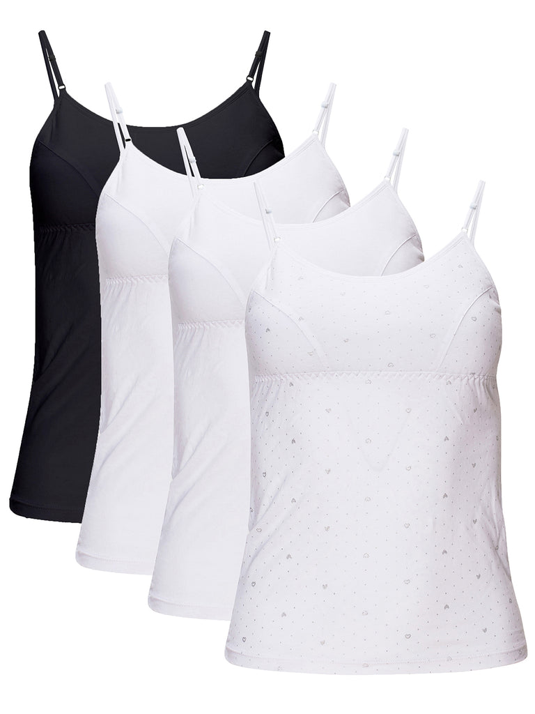  Women Cotton Camisole Shelf Bra Cami Tank Tops