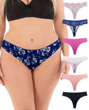 Women Sexy Lace Back Floral No-Show Seamless Thongs Small to Plus Sizes