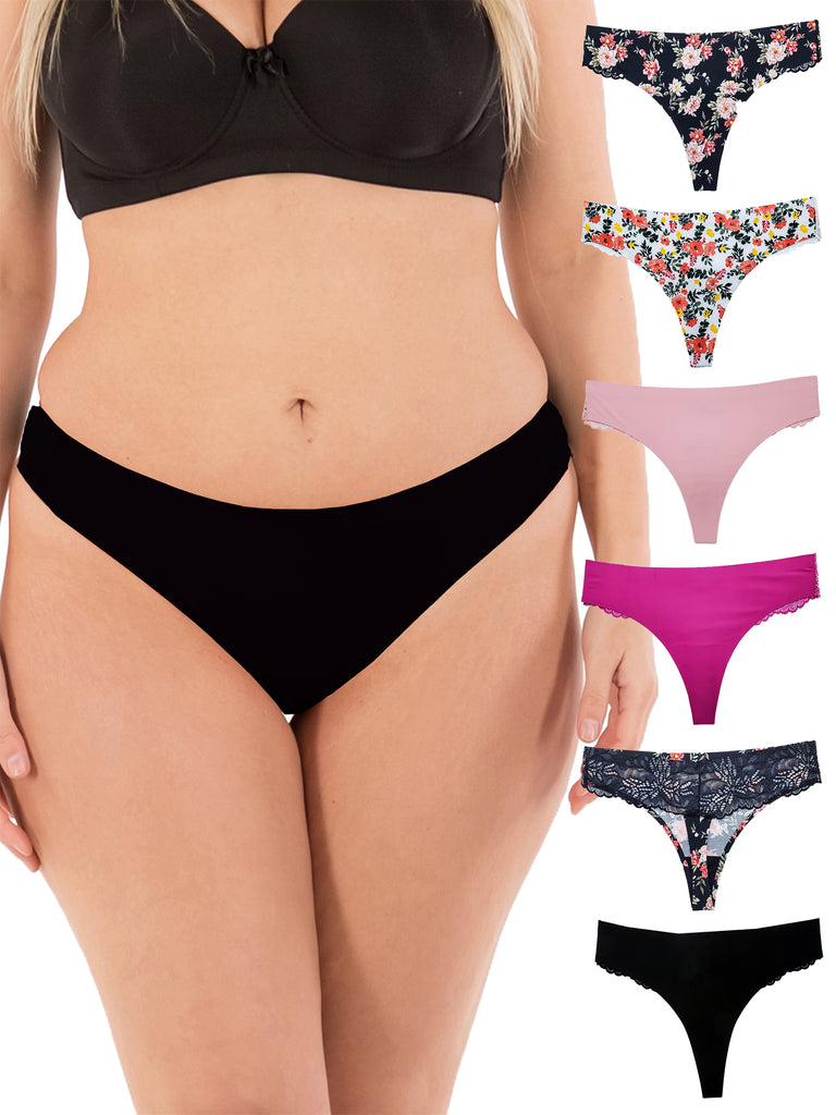 6 x Womens Seam Free Nylon Bikini Underwear Brief Sexy Panties No Show  Seamless