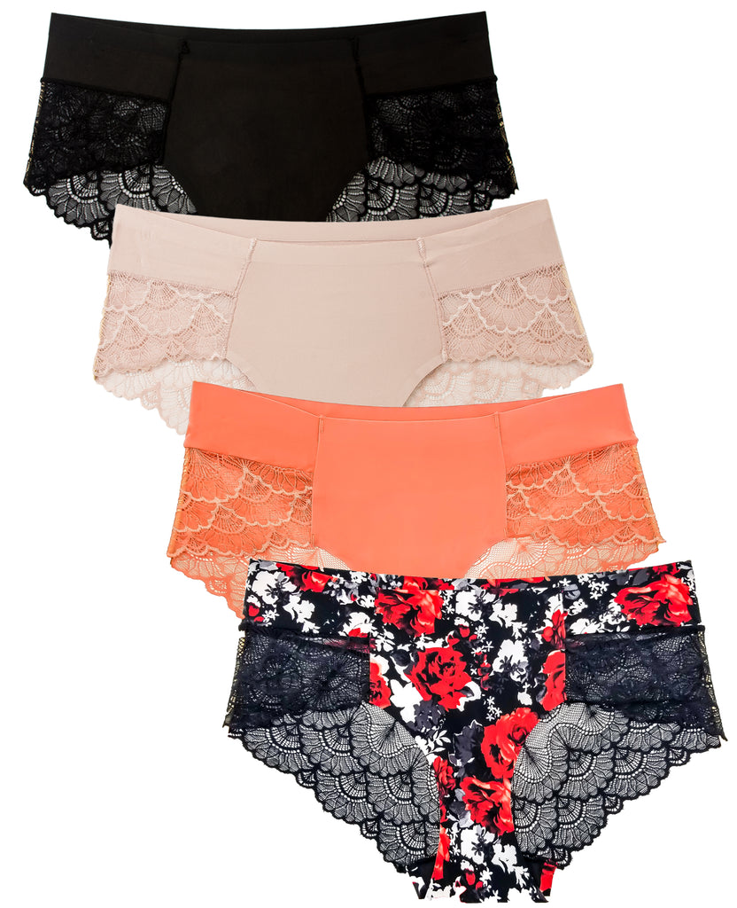 Women's Beautiful Lace Hipster Panties (4 Pack)