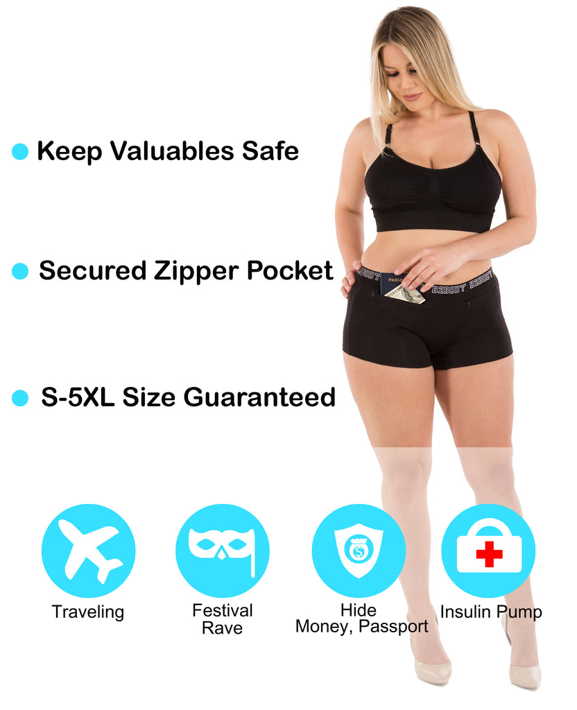 3 Packs Underwear for Women Hidden Zipper Pocket Pickpocket Proof