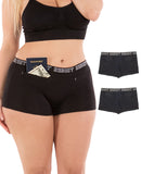 Pocket Stash Cotton Boyshort Panties - (2 Pack)