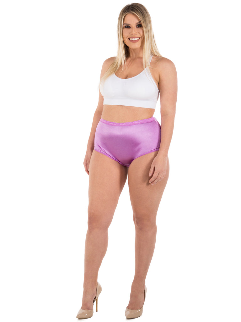 Plus Size Nude Satin Control High Waisted Full Brief