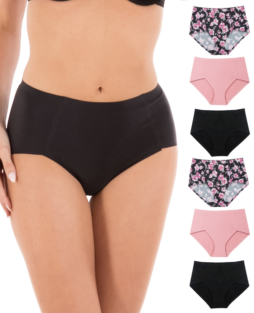 Barbra Women's Multi-Pack High Waist Cool Feel Brief Underwear Panties  Small-5XL