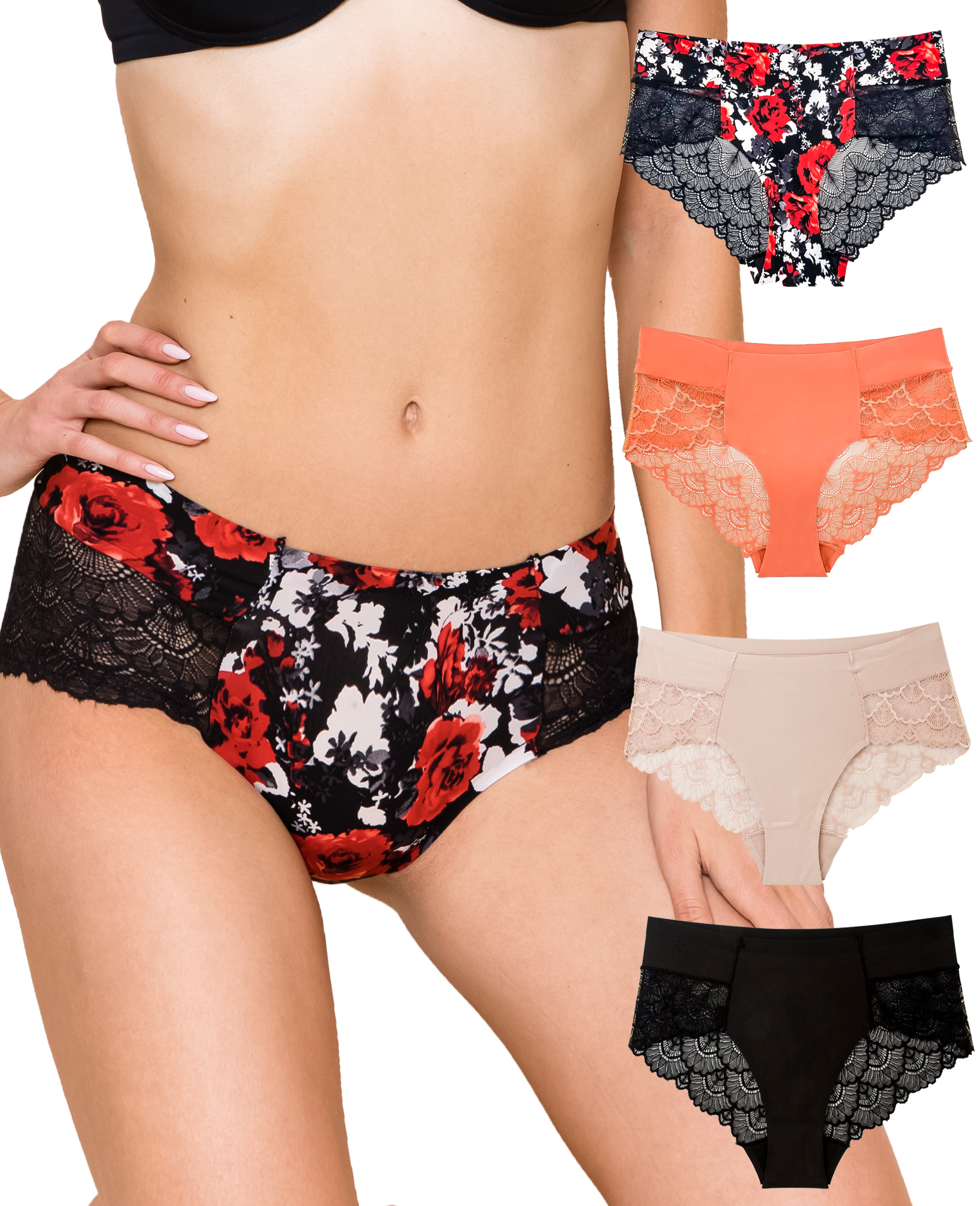 Women's Beautiful Lace Hipster Panties (4 Pack) – B2BODY