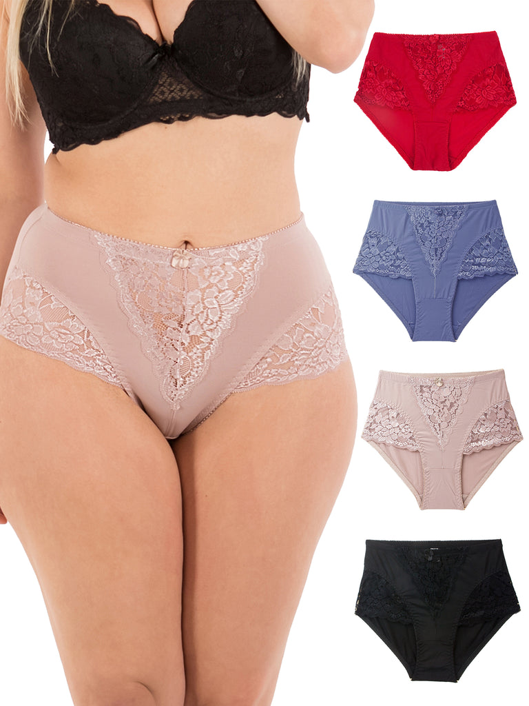 Barbra Lingerie High Waisted Light Control Satin Full Coverage Women's  Brief Panties (Small) at  Women's Clothing store