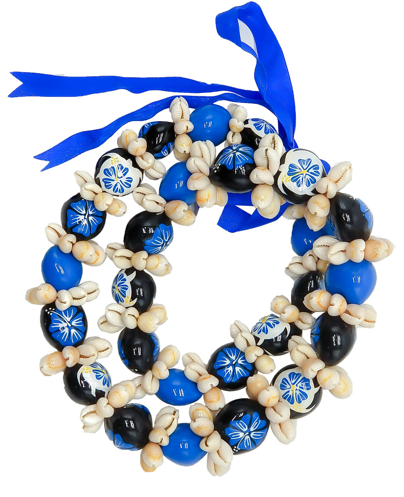 Barbra Collection Hawaiian Leis Kukui Nut Beads Necklaces with Cowrie Shell for Men and Women 28" Adjustable Assorted Color Lei
