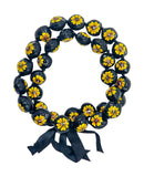 Barbra Collection Hawaiian Kukui Nut Leis Beads Necklaces with Hand Painted Flower Adjustable 32 inches Lei for Men and Women