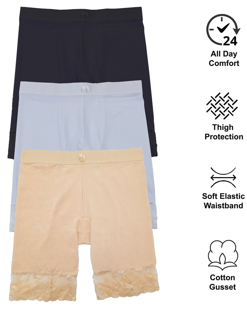 Smooth Mid-Waist Under Skirt Slip Short Panties (3 Pack)